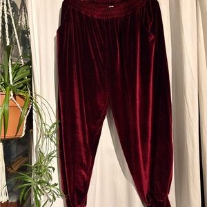 Elegant Velvet Maroon Joggers